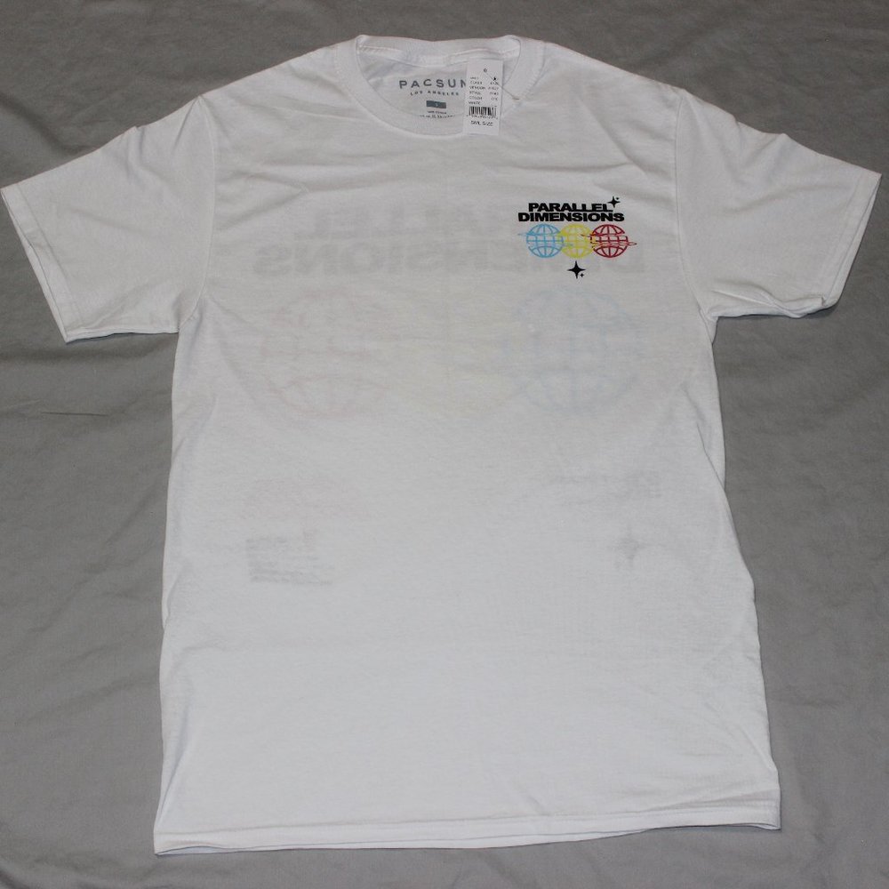 NWT White 'Parallel Dimensions' Screen Print Graphic T-Shirt